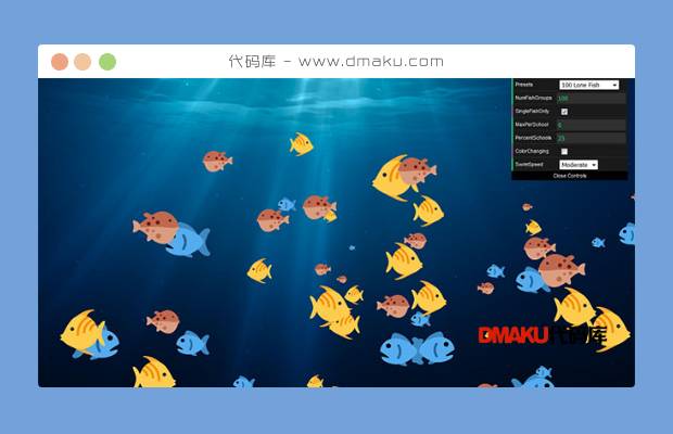 HTML5海底鱼群动画场景特效