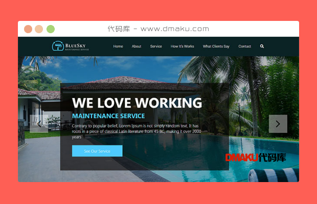 海滩度假山庄酒店网站模板
