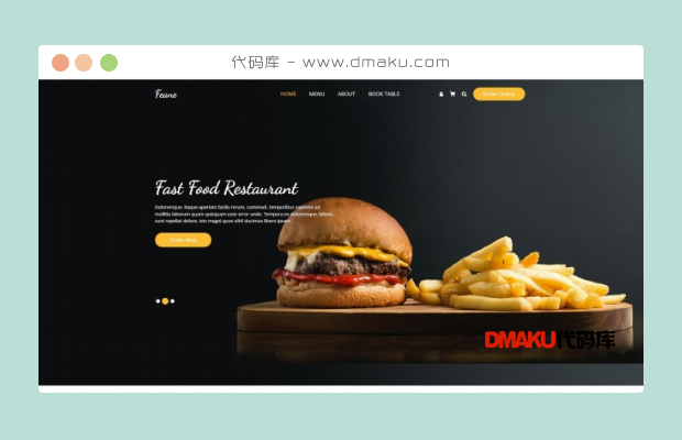 汉堡快餐店美食宣传网站模板