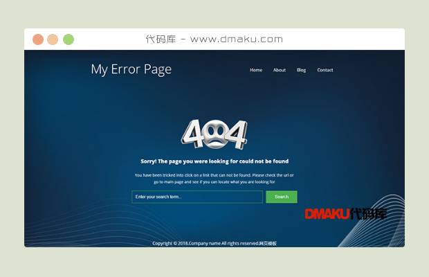 蓝色线条404错误页面模板