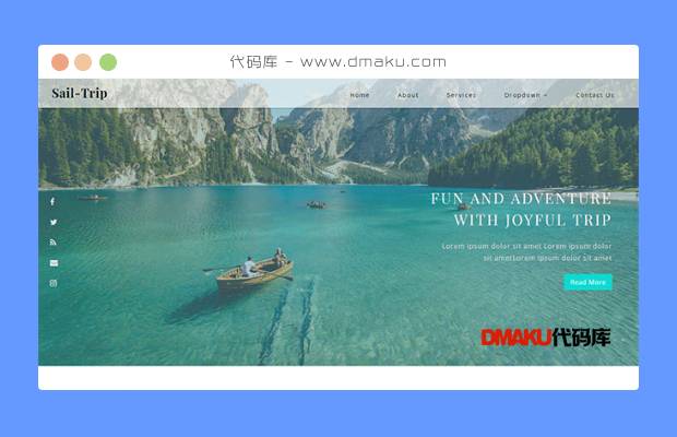 浅蓝色冒险旅游网站模板