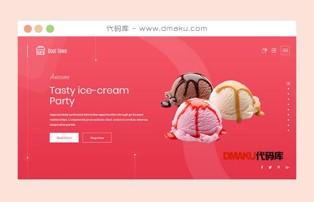 冰淇淋蛋糕店铺网站模板